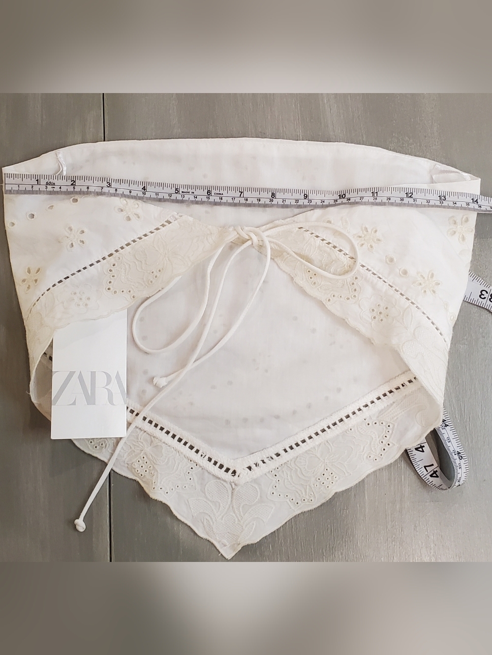 NWT ZARA White-Oyster Bandana Crop Boho Top - Embroidered Women Size MEDIUM - Picture 4 of 10